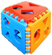 Логический куб - сортер со сквозными отверстиями "Построй фигурки"