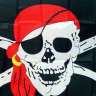 Пиратский флаг Череп в красной бандане 150 на 90 см - Пиратский флаг Череп в красной бандане 150 на 90 см