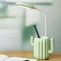 Настольная портативная светодиодная лампа-органайзер "Кактус", зелёный, с АКБ